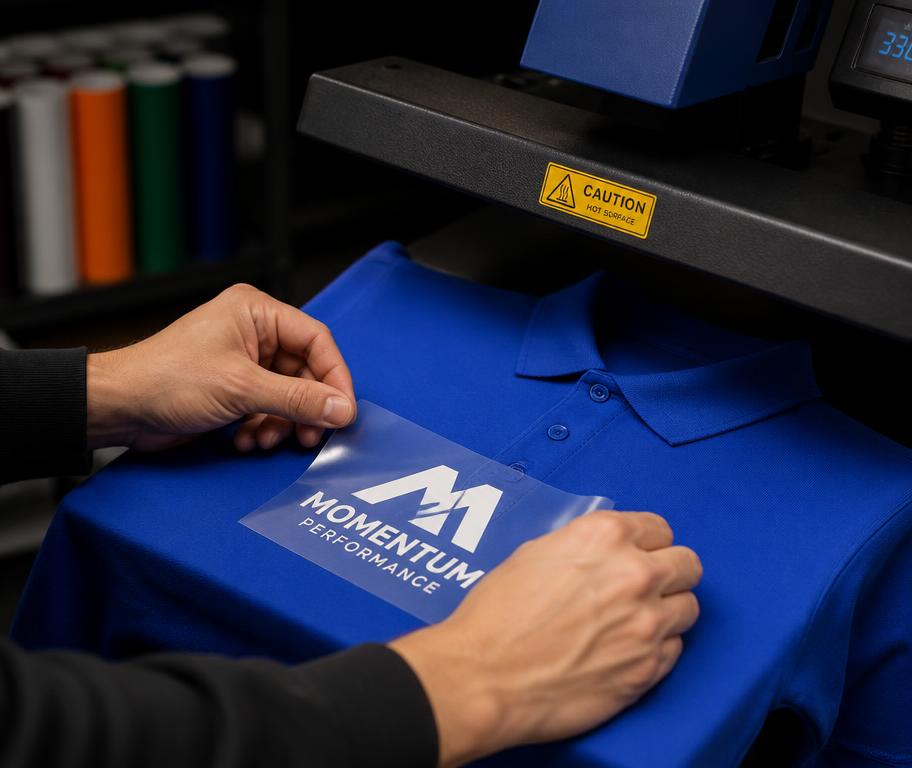 Printed workwear coming off the press